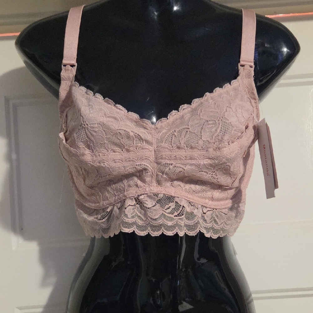 Breast feeding Bra Lace Longline Bralette in Blush Pink